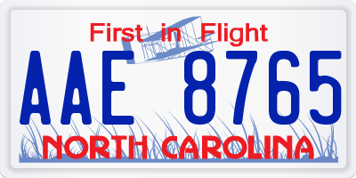 NC license plate AAE8765