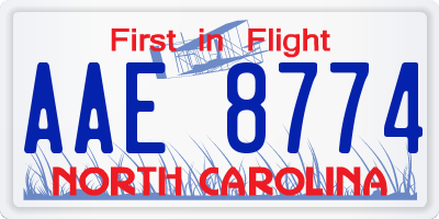 NC license plate AAE8774