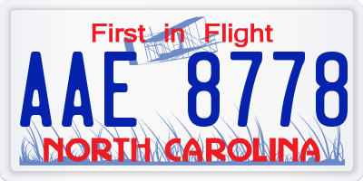 NC license plate AAE8778