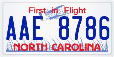 NC license plate AAE8786