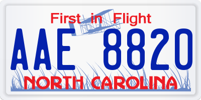NC license plate AAE8820