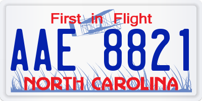 NC license plate AAE8821