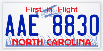 NC license plate AAE8830