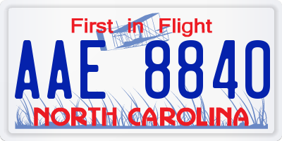 NC license plate AAE8840