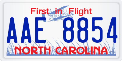 NC license plate AAE8854