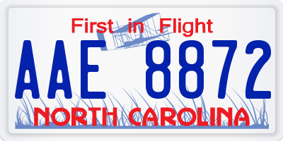 NC license plate AAE8872