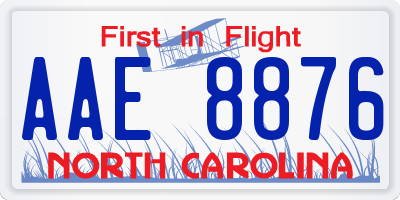 NC license plate AAE8876