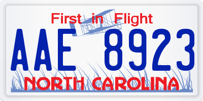 NC license plate AAE8923