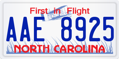 NC license plate AAE8925