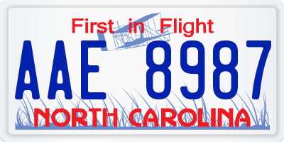 NC license plate AAE8987