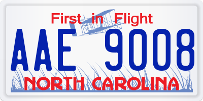 NC license plate AAE9008