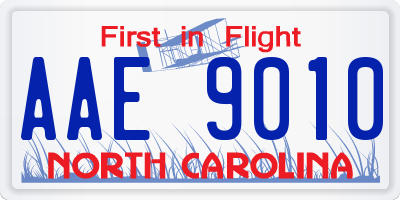 NC license plate AAE9010