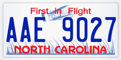 NC license plate AAE9027