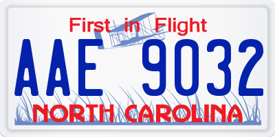 NC license plate AAE9032