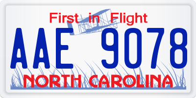 NC license plate AAE9078