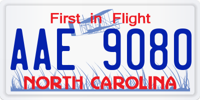 NC license plate AAE9080