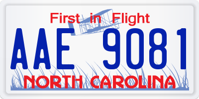 NC license plate AAE9081