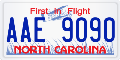 NC license plate AAE9090