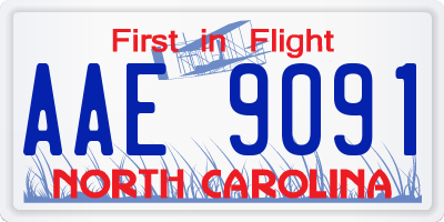 NC license plate AAE9091