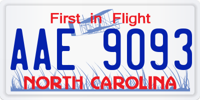 NC license plate AAE9093
