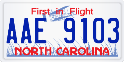 NC license plate AAE9103