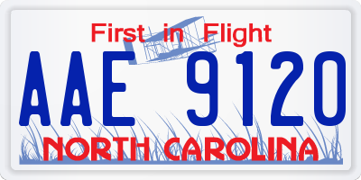 NC license plate AAE9120