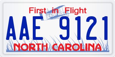 NC license plate AAE9121