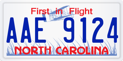 NC license plate AAE9124