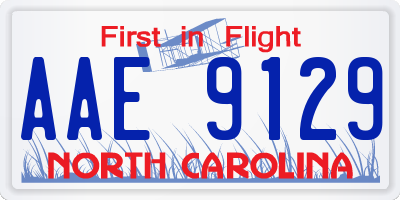 NC license plate AAE9129