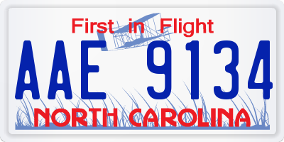 NC license plate AAE9134