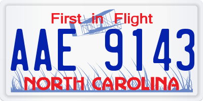 NC license plate AAE9143