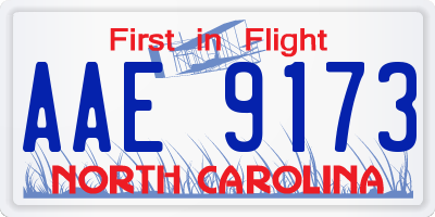 NC license plate AAE9173