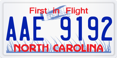 NC license plate AAE9192