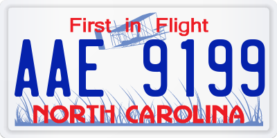 NC license plate AAE9199