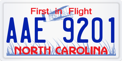 NC license plate AAE9201