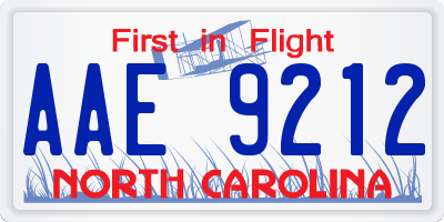 NC license plate AAE9212
