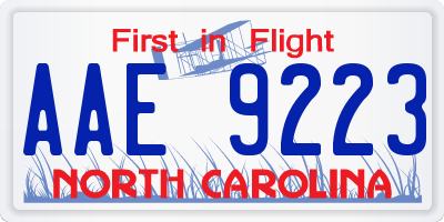 NC license plate AAE9223