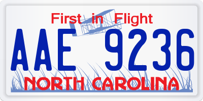 NC license plate AAE9236