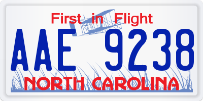 NC license plate AAE9238