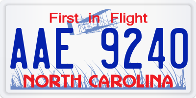 NC license plate AAE9240