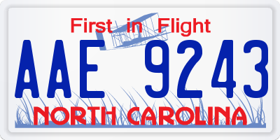 NC license plate AAE9243