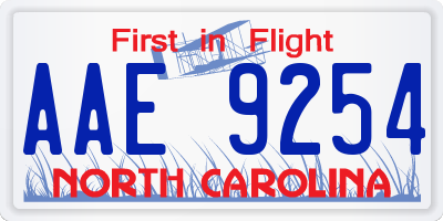 NC license plate AAE9254