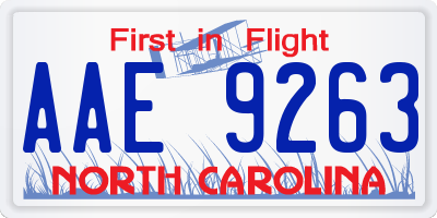 NC license plate AAE9263