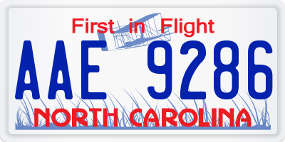 NC license plate AAE9286