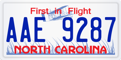 NC license plate AAE9287
