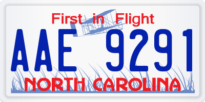 NC license plate AAE9291