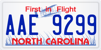 NC license plate AAE9299