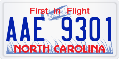 NC license plate AAE9301