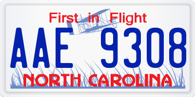 NC license plate AAE9308
