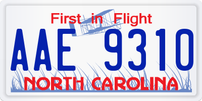 NC license plate AAE9310